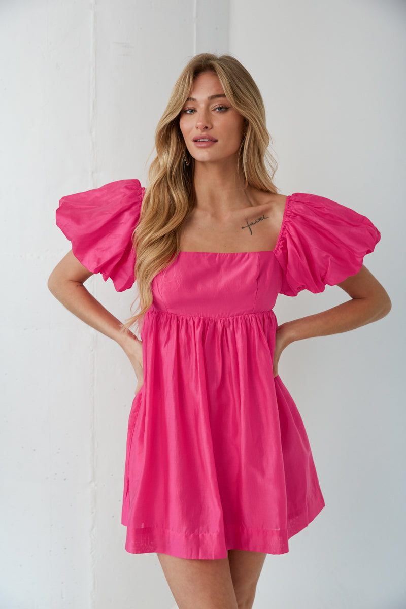 pink puff dress